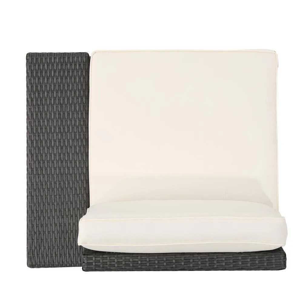 8-Piece Wicker Patio Sectional Seating Set with White Cushions