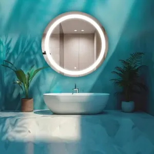 ITHAL - Led Mirror for Bathroom with 3 in 1 Led Light - Wash Basin Mirror for Wall - Stylish Round LED Mirror (WAM, White & Warm White) - (24 X 24, 20×20,18x18 Inch) - Round (20 * 20 inch)