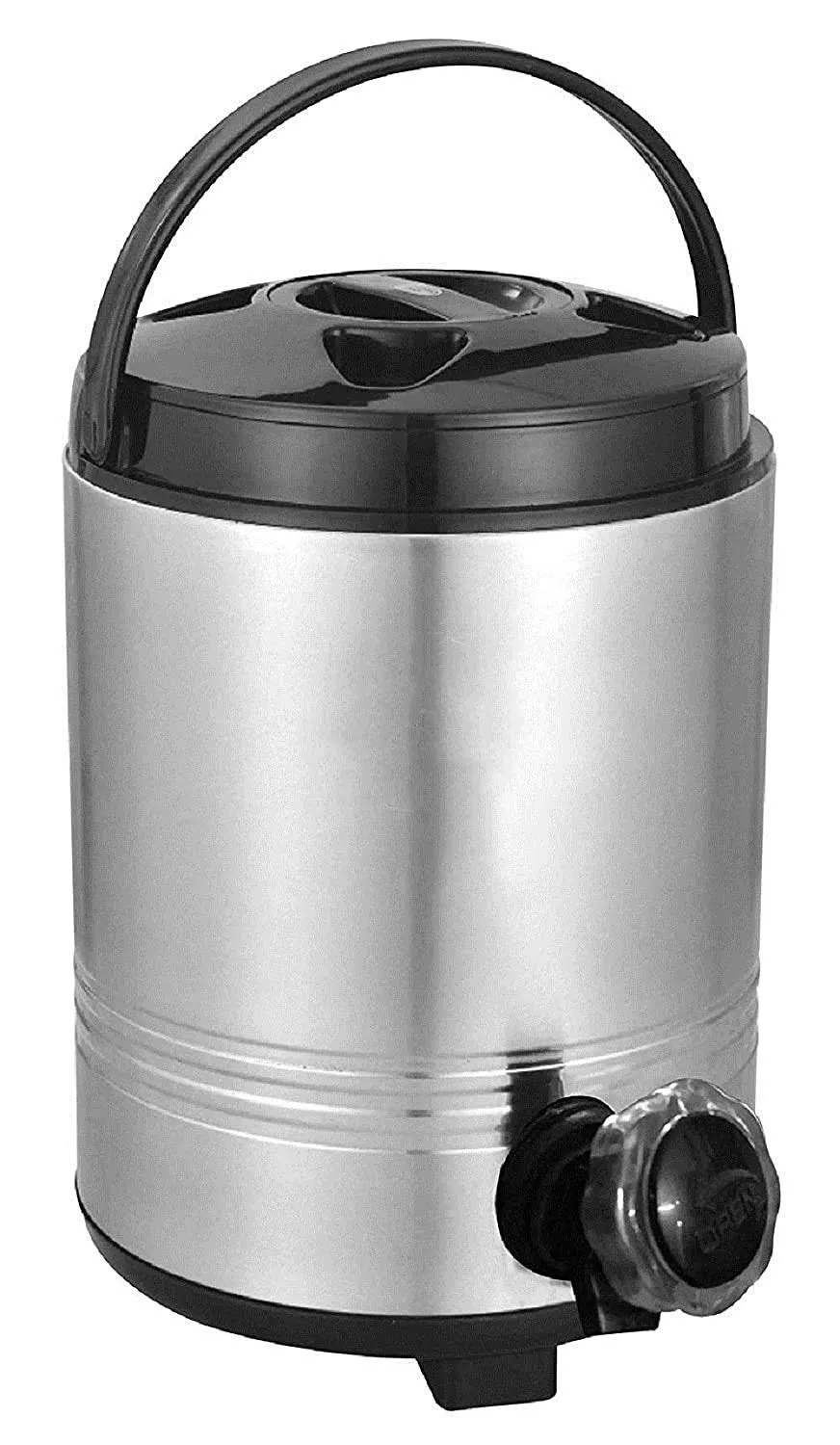 JSI® Stainless Steel Water Jug for Kitchen Office I Stylish Design Hot and Cold Water Dispenser with Tap Big Size 5 Liters I Silver Color I Easy to Carry Handle I Leak-Proof Tap I PU Insulated