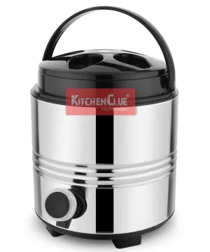 KITCHEN CLUE 100% Food Grade Stainless Steel Water Dispenser for Office Home Kitchen - 3 Liters, Silver - Double Walled Steel PUF Insulated Body - Hot and Cold Upto 4-5 Hours - Highly Durable